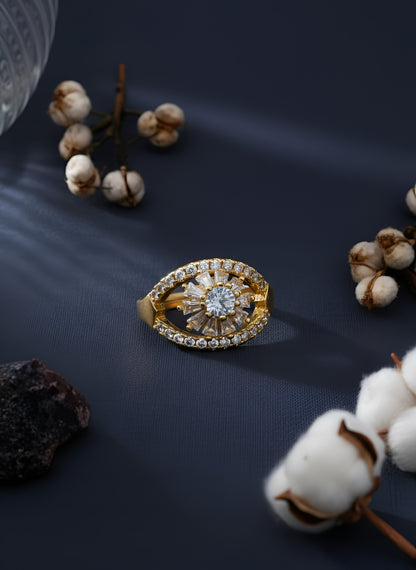 Golden Blossom Pave Ring